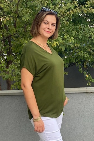 Mia Butik Büyük Beden Yeşil Minnoş Bluz Yeşil