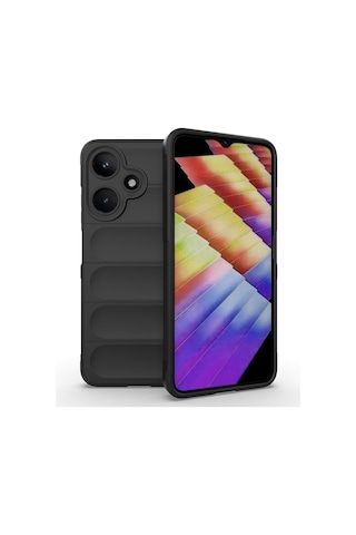 İnfinix Hot 30i Kılıf Esnek Tpu Oyuklu Arka Yüzey Tasarımlı Zore Etnik Silikon Kapak Siyah