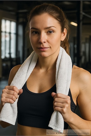 30x85cm Fitness Havlusu, Spor Havlusu, Sporcu Havlusu, Antreman Havlusu, Gym Havlusu Beyaz