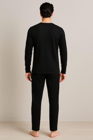 Erkek 65109 Uzun Kol % 100 Pamuk Pijama Takımı Siyah Siyah