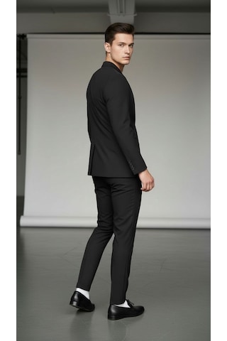 Erkek Tek Düğme Slim Fit Takım Elbise - Şık Ofis ve Davet Kombini Siyah