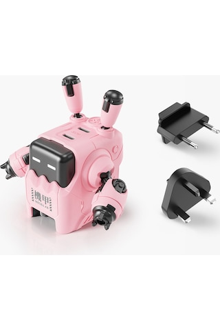 Gravastar Delta35 Robot Figürlü 35w Hızlı Şarj Adaptörü Ve Şarj Standı, Pembe