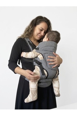 Bcburkaycanta Bel & Sırt Destekli 4-12 Kg Ergonomik Kanguru Çok Yönlü Ayarlanabilir Gri
