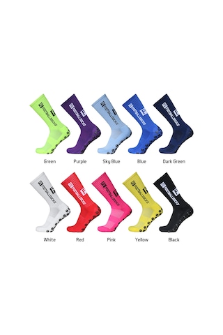 Qingmipy Profesyonel Futbol Çorabı Silikon Süpürge Anti-kayma, Yüksek Esneklikli, Ter Emici, Spor Antrenman Ve Maç İçin Mavi Mavi