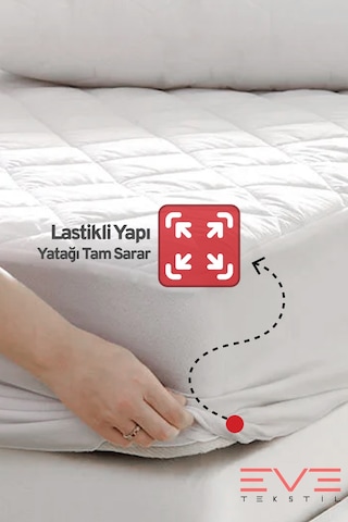 Eve Tekstil %100 Doğal Pamuk Kapitone Fitted Koruyucu Bebek - Tek - Çift Kapitoneli Yatak Koruyucu Alez Beyaz