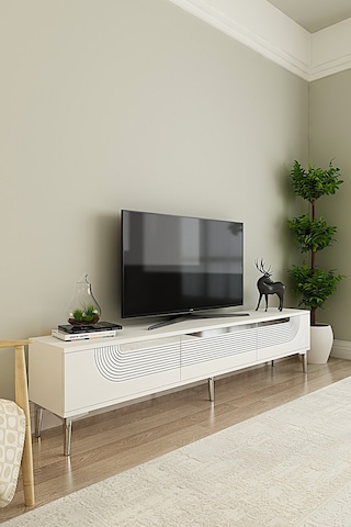 Tsa1805bs - Meyra Tsa180 Tv Stand, Tv Sehpası Ve Tv Ünitesi Beyaz-sılver 180cm