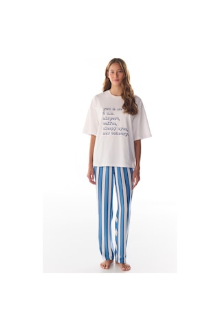 Penti Beyaz Vacation Slogan Desenli Kısa Kollu Tişört Pijama Üstü Optik Beyaz