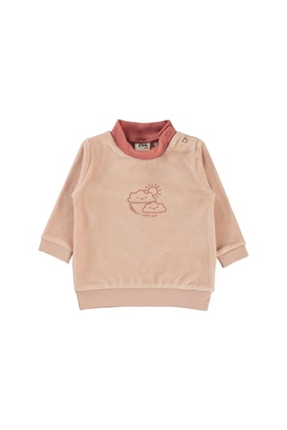 Civil Baby Bulut Baskılı Boğazlı 6-18 Ay Sweatshirt Pudra