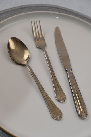 Lugga Maya Eskitme Gold Tatlı Çatal Kaşık Bıçak Takımı 18 Parça Altın