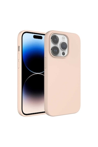 Apple Uyumlu iPhone 14 Pro Kılıf Sıvı Teknolojili Silinebilir Sert Zore Kivi Kapak Pembe Açık