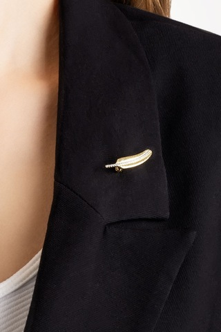 Kuş Tüyü 18 Ayar Sarı Altın Kaplama Gümüş Broş Sarı Altın Kaplama