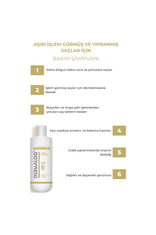 Dermalog Yanmış Yıpranmış Saçlar Için Pürüzsüzleştirici & Onarıcı Bağ Dokusu Güçlendirici Saç Bakım Seti 3 Lü