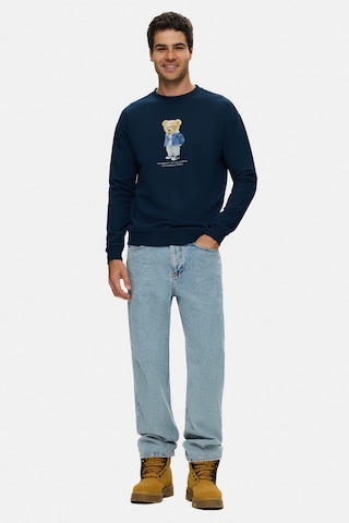 UCLA Rocky Lacivert Bisiklet Yaka Pamuklu Baskılı Loose Fit Erkek Sweatshirt