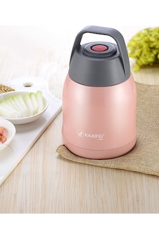 Pembe 304 Çelik 600 Ml Vakum Yemek Mama Saklama Termosu Sefertası Pembe