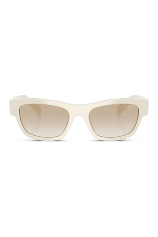 Prada Pr B09s 26a80m 52 Unisex Oval Beyaz Kemik Güneş Gözlüğü Beyaz