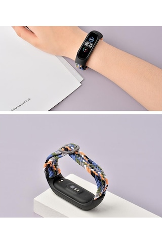 Xiaomi Mi Band 5 Kordon Örgü Loop Kayış Metal Tokalı Bileklik