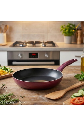 20 Cm Granit Tek Saplı Tava - Mürdüm Mürdüm