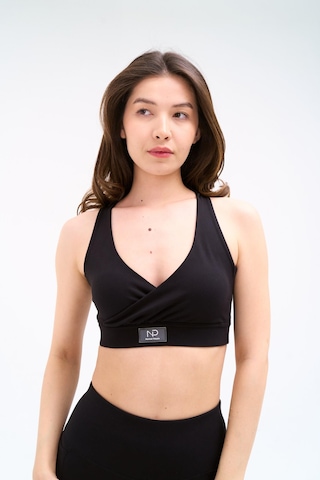 Normal People Runı - Spor Bra Şeftali Dokulu Peach Skin Kumaş Siyah