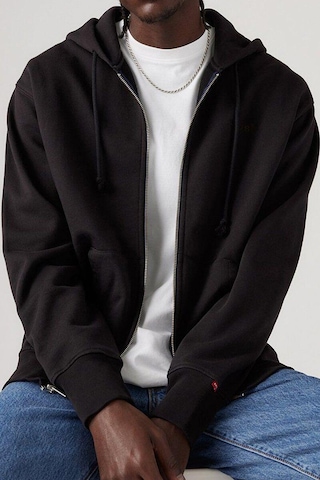 Levi's Kapüşon Yaka Siyah Erkek Relaxed Sweatshirt Fermuarlı Hırka - A9265-0000 Siyah