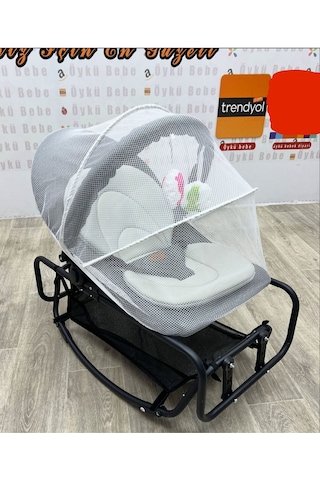 Öykü Bebek Dunyasi Çift Sallanir- Sabitlenir - Cibinlikli Anadizi Füme