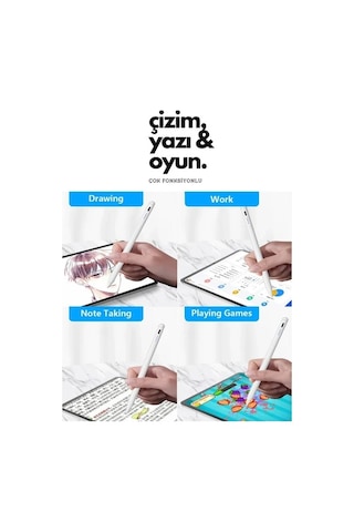 Challenger Beyaz Dokunmatik Kalem Tum Cihazlara Uyumlu Tablet Telefon Icin Cizim Yazı Kalemi Stylus Pen