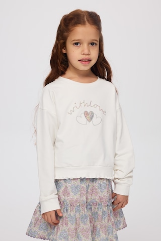 Panço Liberty Kumaş Nakışlı Kız Çocuk Sweatshirt Beyaz