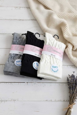 Kadın Lambswool Yün Çorap 3'lü Asorti Setler 36-40 Mavi