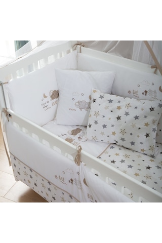 Meltem Kids Woody Anne Yanı Ahşap Sallanır Beşik 60 x 120 CM (Beyaz - Kuzu) Beyaz