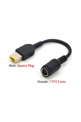 Koodmax - Ibm Lenovo Thinkpad 7.9 5.5mm Dişi To Yeni Nesil Usb Kare Uç Çevirici Şarj Adaptör Kablosu
