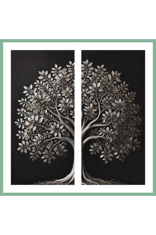 Bşkvirgo 2li Eskitme Krom Ağaç Kanvas Tablo 60x120cm X2 Bsk2026