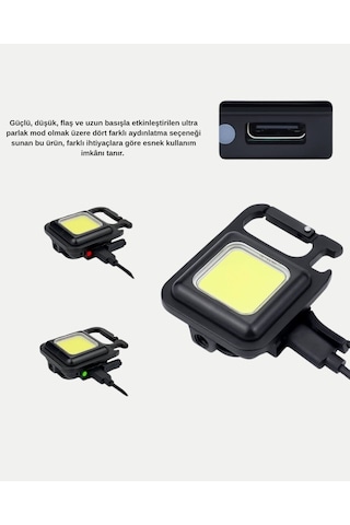 Usb Type-c Şarjlı Mini Fener Manyetik, Katlanabilir Ve Şişe Açacaklı Tasarım Çok Renkli 66659879