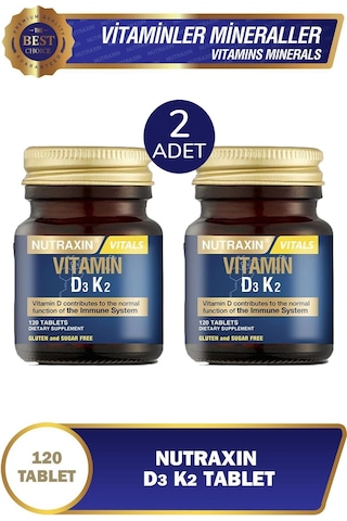Nutraxin Vitamin D3k2 1000 Iu 120 Tablet 2 Adet