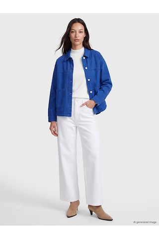 Lcw Vision Mavi Oversize Kadın Jean Gömlek