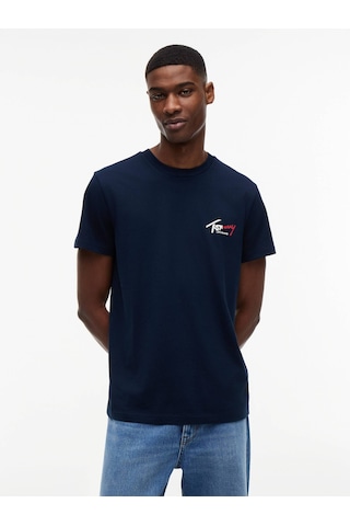 Tommy Hilfiger Tjm Slım Sıgn Chest Ss Tee Ext Erkek Mavi T-shirt - Dm0dm22538