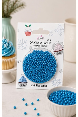 Dr. Gusto 2 Mm Mavi Boncuk Pasta Süsleme Şekeri
