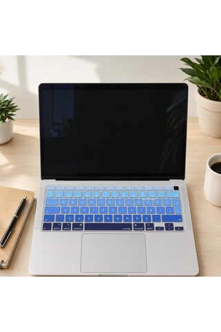 Türkçe Q Klavye Koruyucu Macbook Air A1932 A2179 A2337 M1 Uyumlu Uk Iso Ters L Enter Ultra İnce Silikon Keyboard Cover Lacivert Mavi