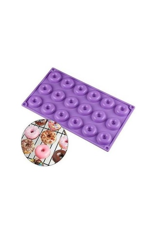 Fastbuy 18 Adet Mini Krakerli Silikon Donut Kalıbı, Fırın Tepsi, Muffin Ve Pasta Yapımı İçin MOr