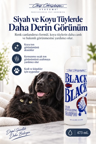 Chris Christensen Black On Black Siyah Ve Koyu Tüyler İçin Kedi Ve Köpek Şampuanı 473 Ml