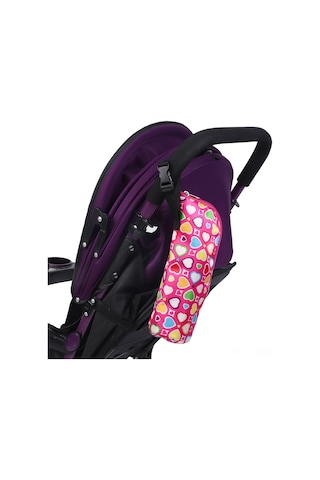 Qingmipy Bebek Biberon Isıtıcı Çantası - 3-4 Saat Isı Tutma, 350ml Kapasite, Bebek Arabasına Asılabilir, Nylon Malzeme Gül Kurusu