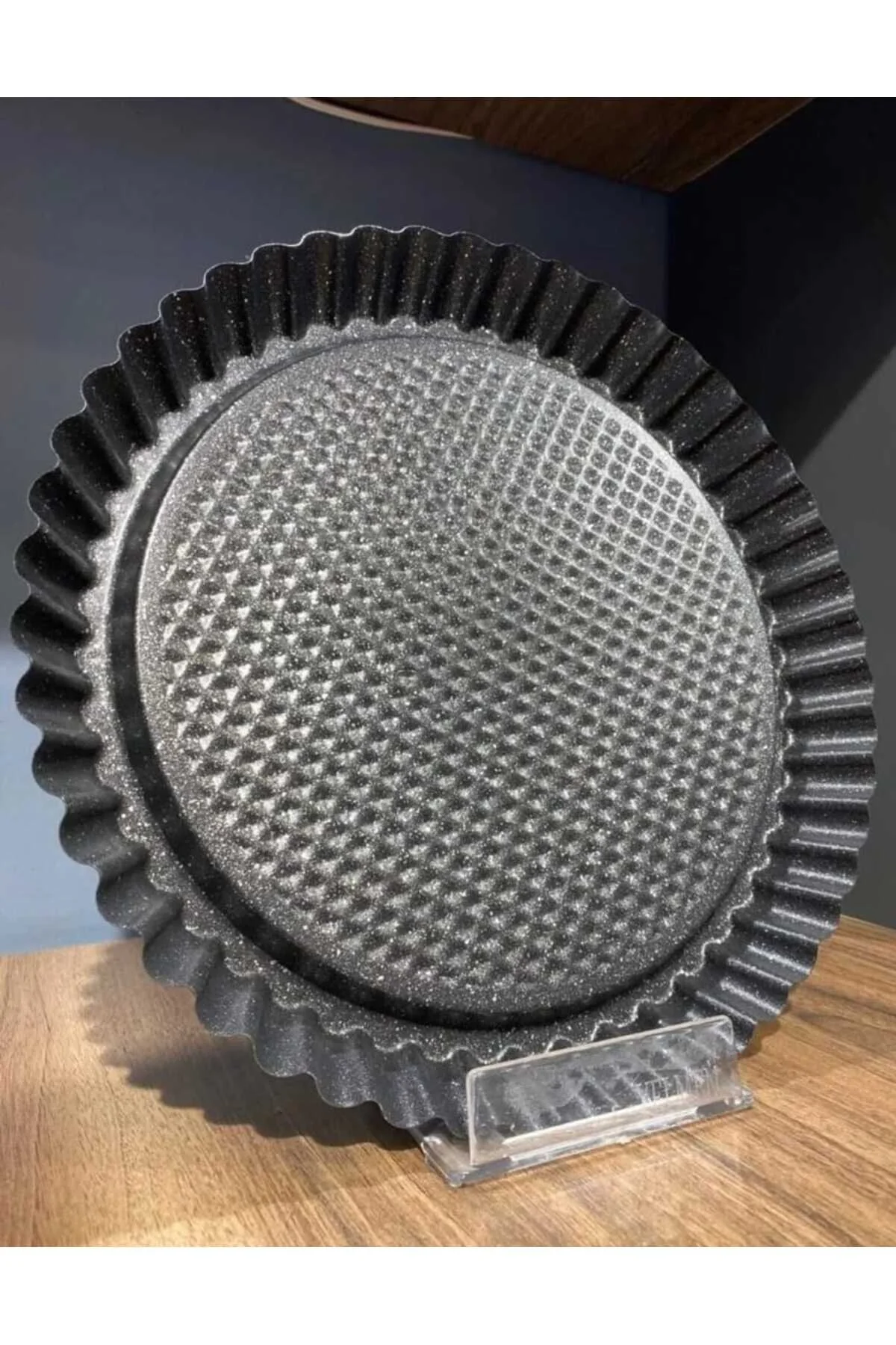 28 Cm Siyah Granit Tart Kalıbı Yapışmaz Döküm Görünümlü Metal Kalıp