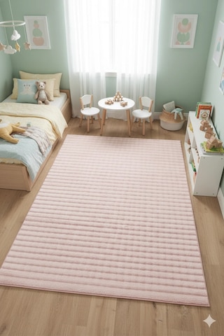 Pembe Bubble Kaymaz Taban Peluş Yolluk Halı Leke Tutmaz Kolay Temizlenir Lüks Anne Bebek Çocuk Odası Pembe Pembe
