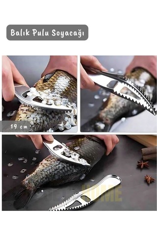 Balık Pulu Soyacağı Şişe Açacağı Balık Soyucu Paslanmaz Çelik Balık Soyucu 19 Cm Metalik Gri