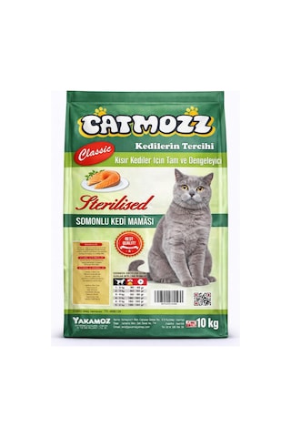 Catmozz Classic Sterilised Somonlu Kısırlaştırılmış Yetişkin Kedi Maması 10 KG