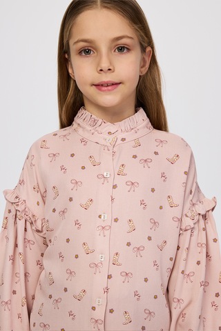 Panço Kız Çocuk Pembe Gömlek