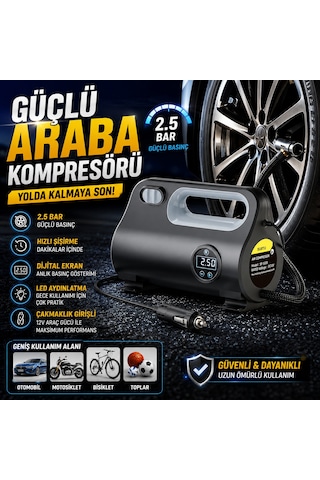 Ultra Güçlü Digital Lastik Şişirme Araç Kompresörü Araba Kamyon Tır Otobüs İçin 150 Psi