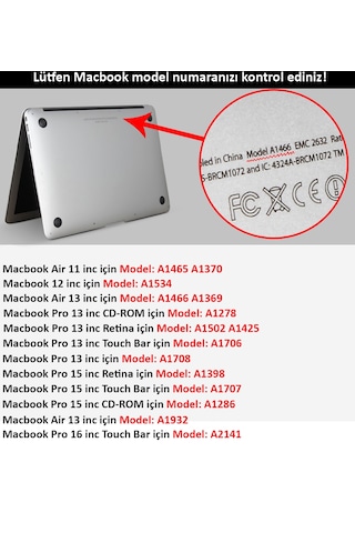 Apple Uyumlu MacBook Air 13" M1 A2337 Parlak Şeffaf Kılıf Koruyucu + Ekran Koruyucu Film