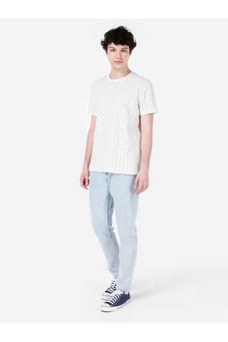 Colin's Colins Regular Fit Yuvarlak Yaka Baskılı Erkek Beyaz Kısa Kol Tişört Cl1068264 Q1.v1 Ofw Beyaz
