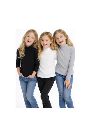 Babido Ribanalı Yarım Boğazlı Unisex Erkek Ve Kız Çocukboğazlı Badi 3 Renk 3adet B.g.r B.g.r