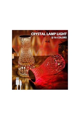 Kristal Masa Lambası Rgb Renk Değiştiren Gece Lambası 16 Renk Ve 4 Mod Dokunmatik Kontrol Belirtilmemis