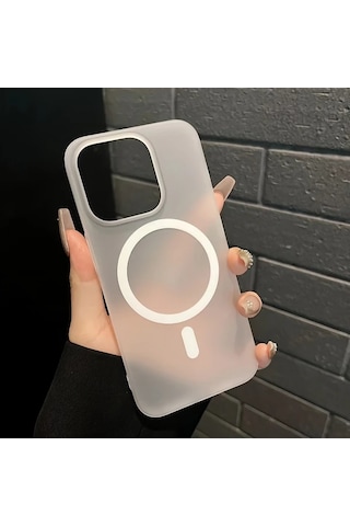 Fochsia Lüks Mat Manyetik Şeffaf iPhone Uyumlu 14 Pro Max Kılıf Sert Pc Kasa Kablosuz Şarj